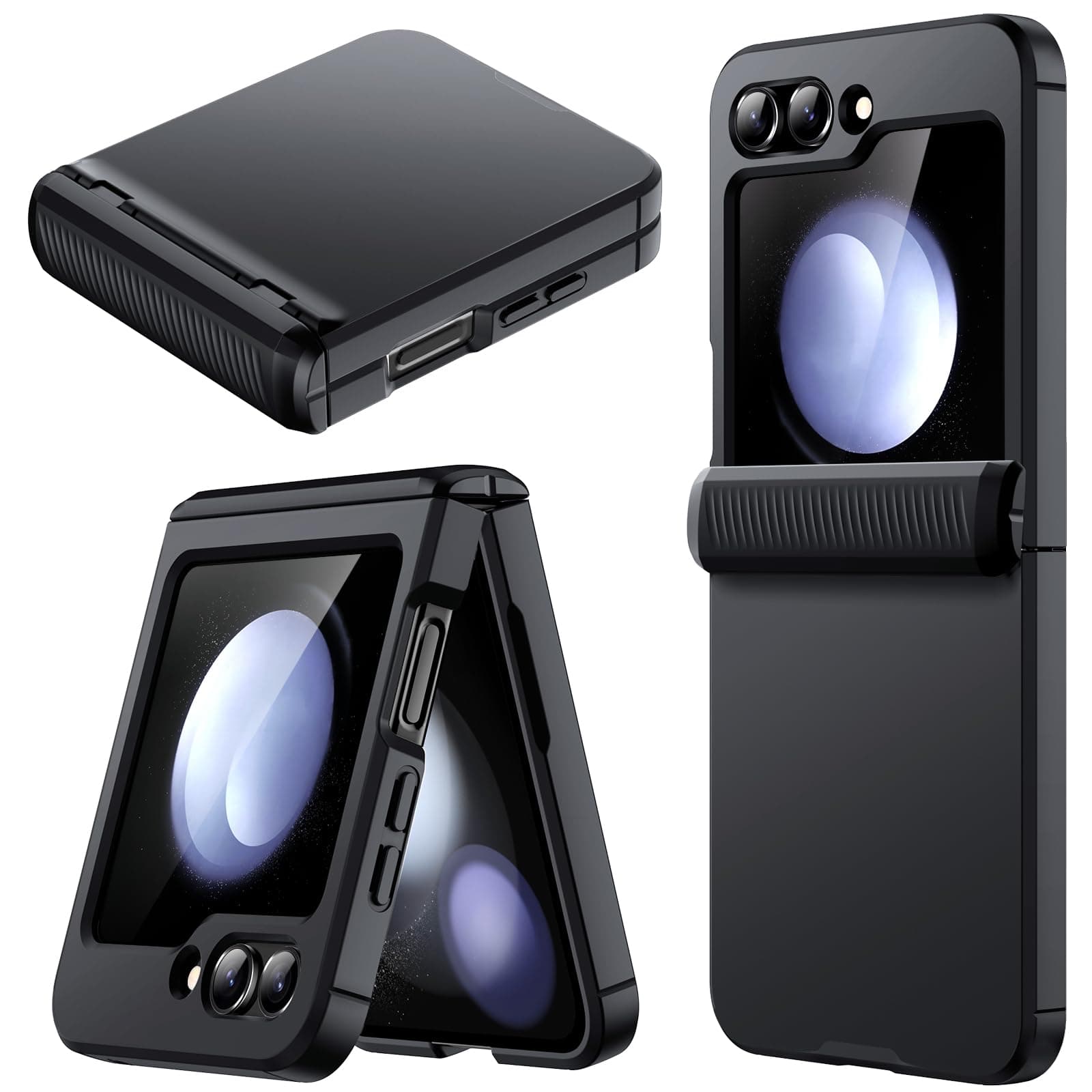 JETech Case for Samsung Galaxy Z Flip 5 2023 with Hinge Protection, Heavy Duty Rugged Protective Hard PC Phone Cover, Anti-Fingerprint Matte Finish (Black)