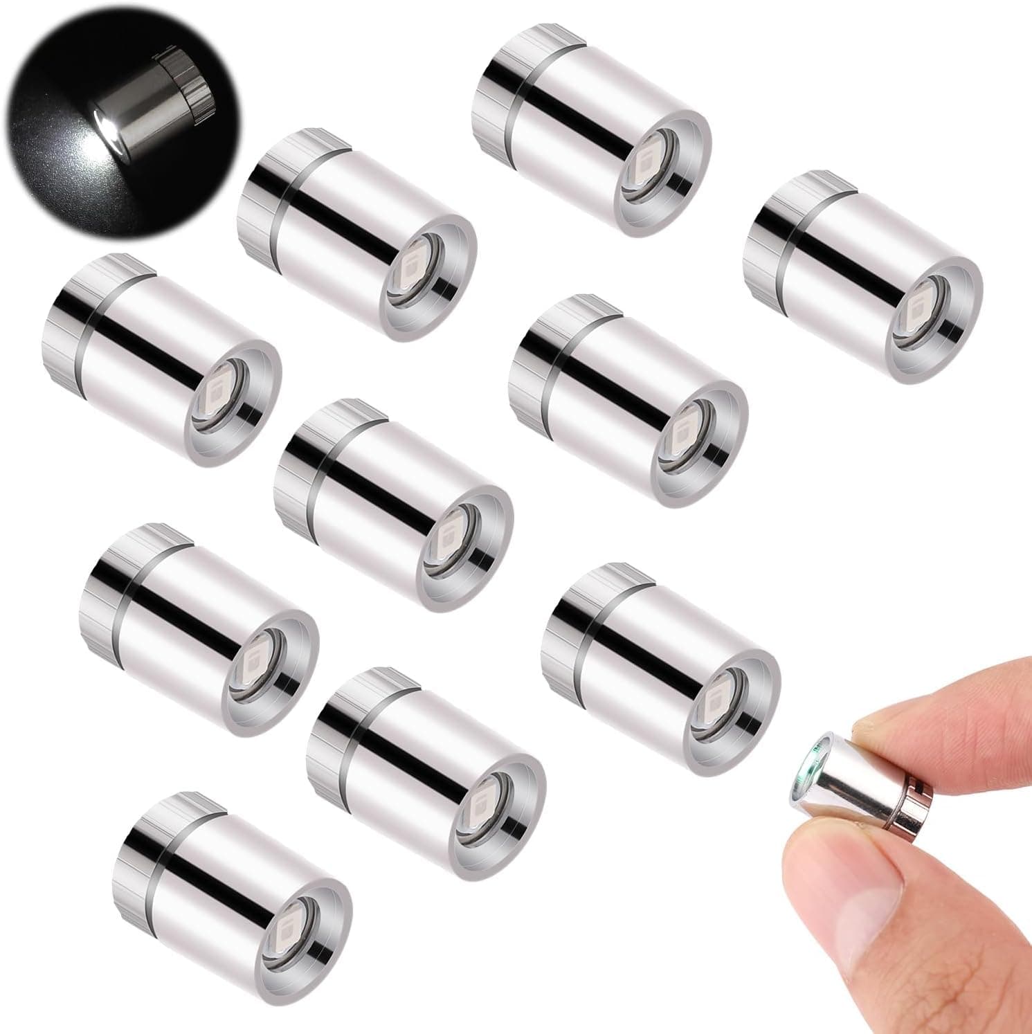 Tazweeq Mini LED Lights, 10 Pack Small Spotlight Battery Operated LED Lights, DIY Miniature Lights, Small Decoration Dollhouse Accessories, Warm White LED Wireless Miniature Spot Light (White)