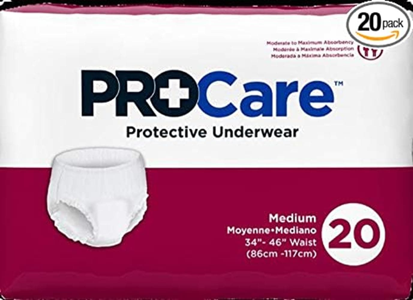 ProCare Adult Underwear Pull On Medium Disposable Moderate Absorbency, CRU-512 - Pack of 20