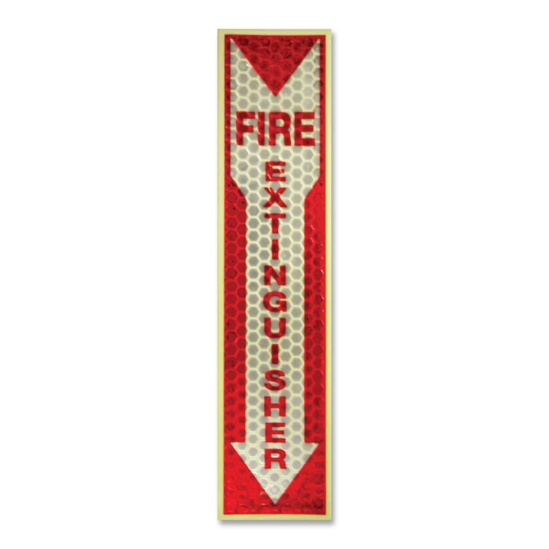 Fire Extinguisher Sign, Glow in Dark, 1"x4"x16-3/4", RD/WE