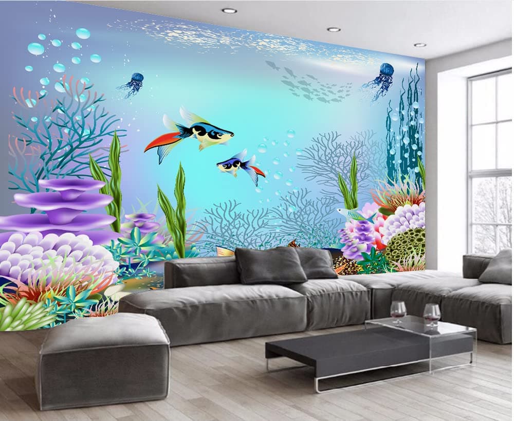 INFINITY INTERIORS|Waterproof Wall Stickers|Beautiful Fish|Pvc Self Adhesive Vinyl Wall Poster|Living Room Hall|Play Room|Bedroom|Kitchen|Office.(18X23 Inc.),45.7 cms