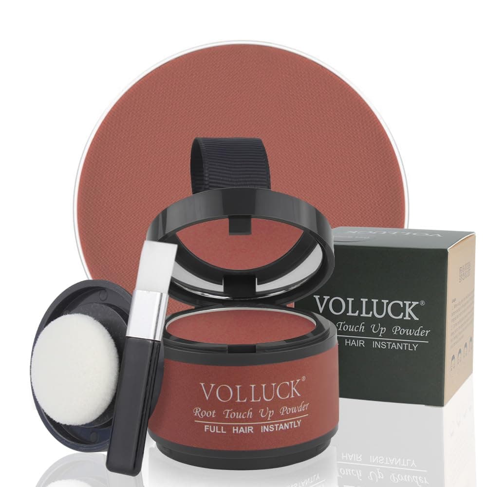 VOLLUCK Root Touch up Powder 4g – Covers Grey Roots & Conceals Thinning Hair, Hairline Powder for Men & Women – Natural Look, Easy to Use & Compact for Quick Touch Ups (Red Brown)
