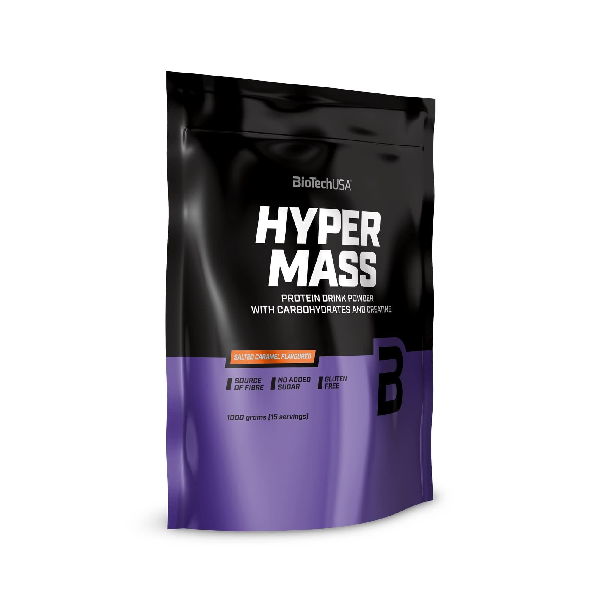 BioTechUSA Hyper Mass - Mass Gainer with Carbs & Protein Blend | Micronised Creatine | Gluten-Free, 1 kg, Salted Caramel
