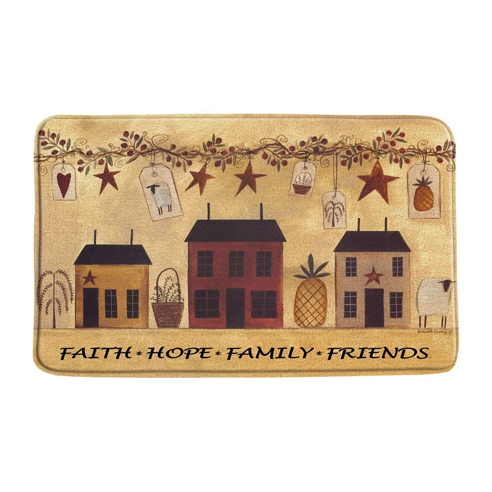SunhePrint Microfiber Memory Foam,Primitive Country Vintage Rusty Star Rustic House Home Patriotic Star Faith Hope Family Retro Western Farmhouse Office Door Bathroom Mat/Bath Rugs,19.7"X31.5"