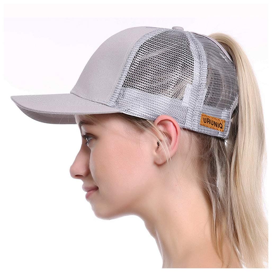 Ponytail Baseball Cap for Women Messy Highbun Hat Plain Ponytail Baseball Visor Cap Adjustable Ponytail Holder Hat (Grey)