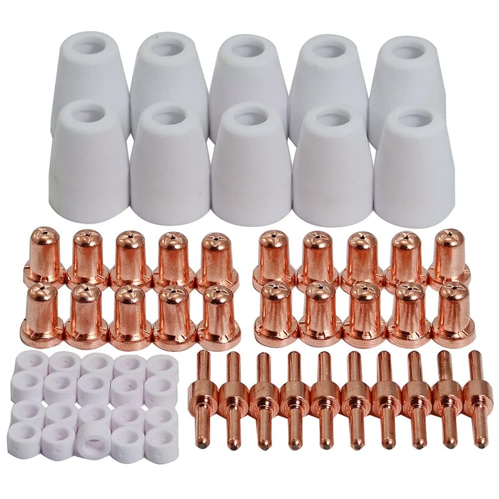 RIVERWELD PT-31 LG-40 JG40 Plasma Cutting Torch Consumables Extended Tips Nozzle 18866L Electrode 18205L Shroud Shield Ceramic Cup 18204 Fit Cut 40 50 CT-312 Plasma Cutter 60pcs