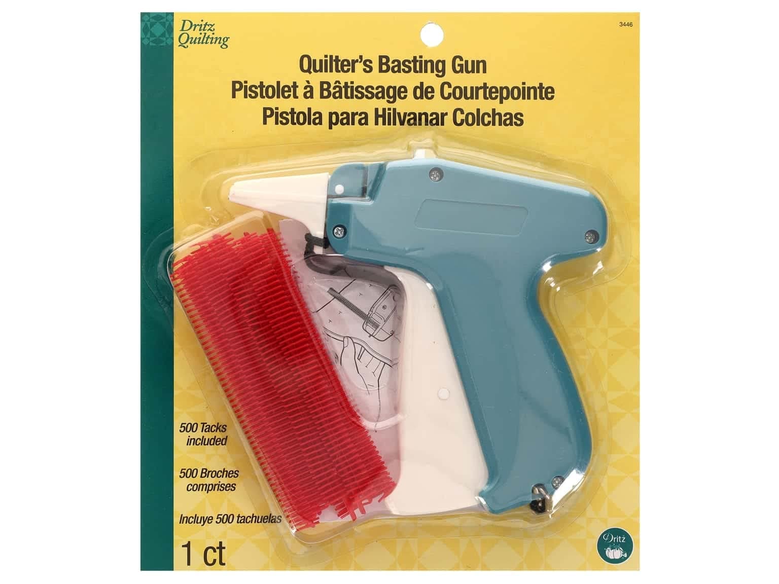3446 Quilter's Basting Gun with 500 Tacks Blue, 5 inches