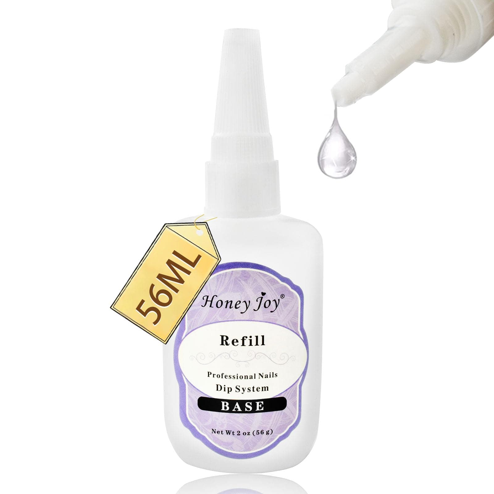 56ml / 1.91oz Refill Gel Base Top Sealer Dry Activator for Dipping Powder Pre-Bond Liquid No Lamp Cure Dip Nails Natural Dry, 56ml-Base Coat