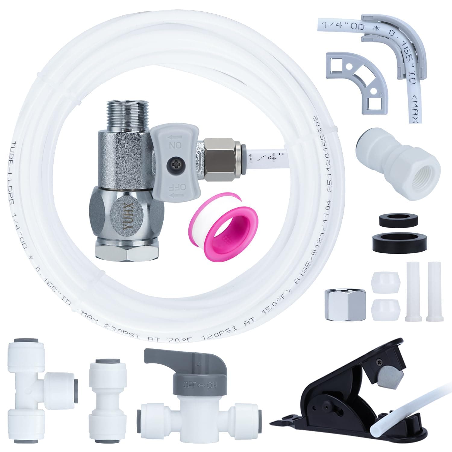 1/4 Water Line Kit with Feed Water Adapter for Refrigerator Ice Maker RO Filter