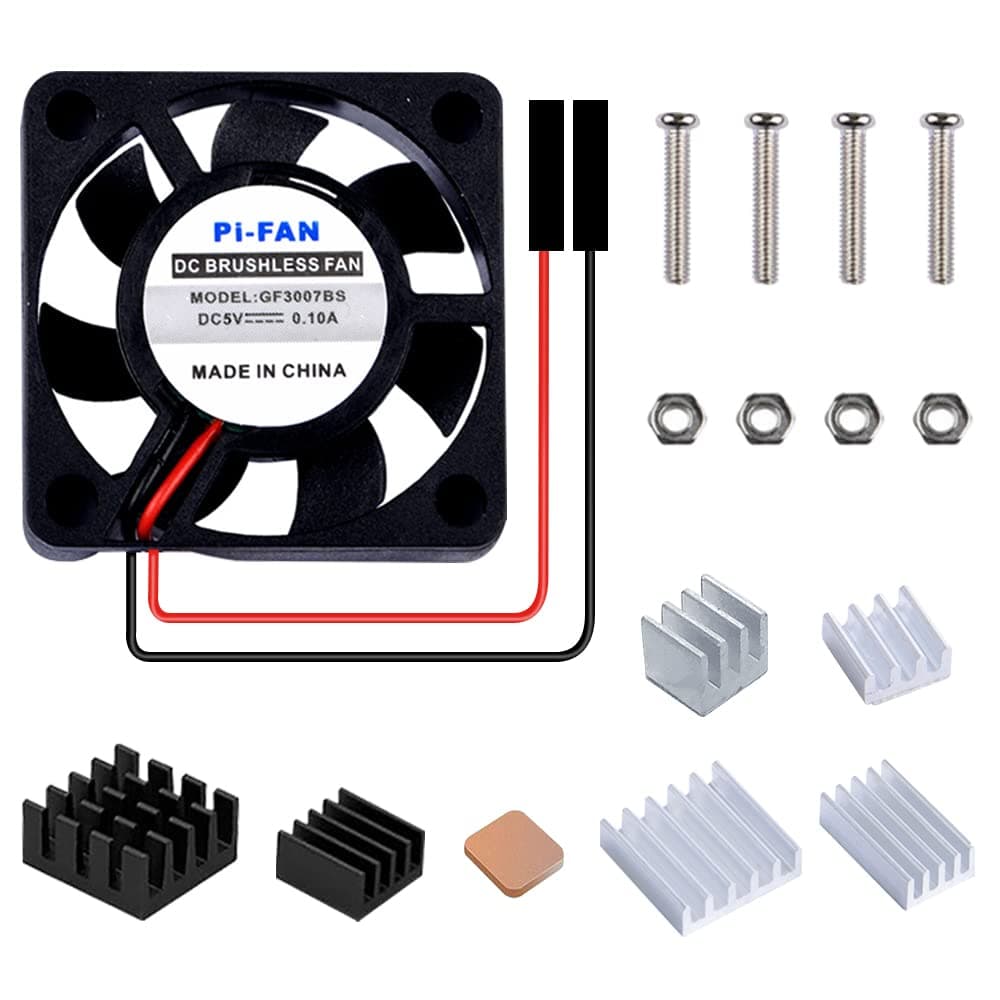 GeeekPi Raspberry Pi 4 Fan, Raspberry Pi Cooling Fan 30x30x7mm DC 5V Brushless CPU Cooling Fan with 7PCS Raspberry Pi Heatsink for Raspberry Pi 4 Model B,3B+,Pi 3 & Retroflag NESPI CASE Plus (1-Pack)