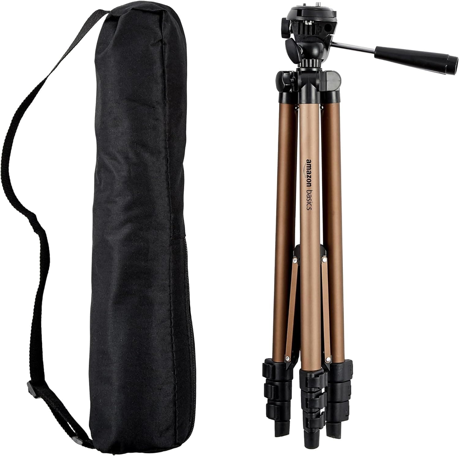 127cm/50inch Camera Tripod, Lightweight, with Bag, Adjustable Height, for DSLR Cameras, Champagne