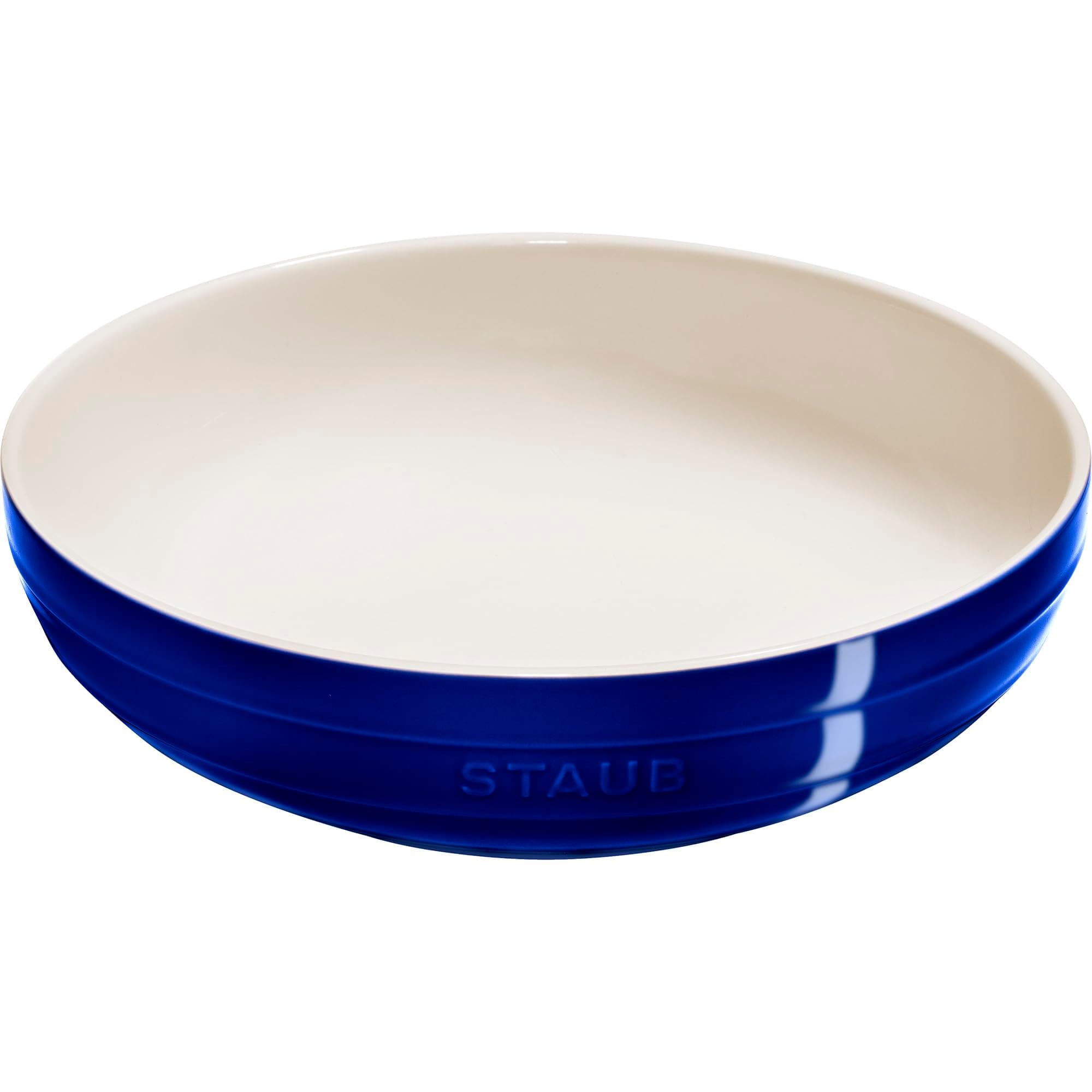 Stoneware Ramekins Ceramic 11.5-inch Shallow Serving Bowl-Dark Blue