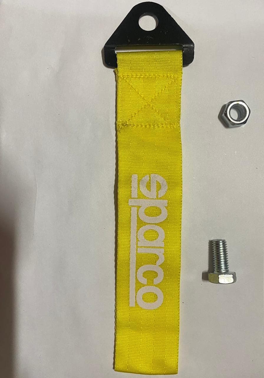 AUTO MT SPARCO Tow Belt & Strap || SPARCO Premium Universal Front & Rear Tow Strap/Tow Hook Towing Belt (Nylon, 1000 kg Pull Capacity) (Yellow)