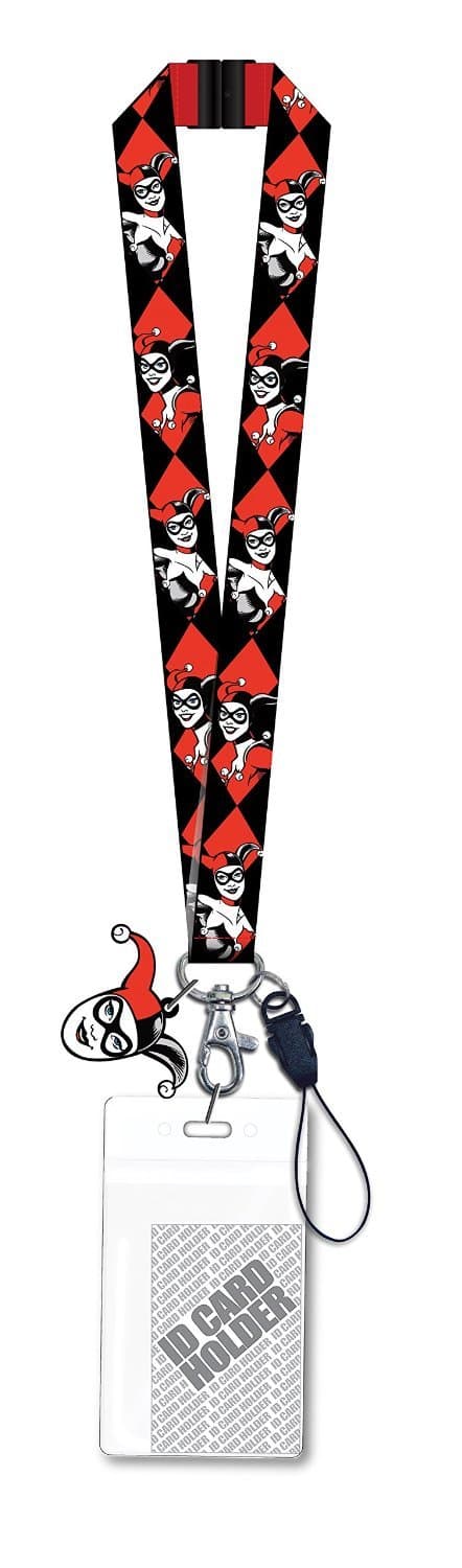 DC Harley Quinn Lanyard with PVC Dangle , Red