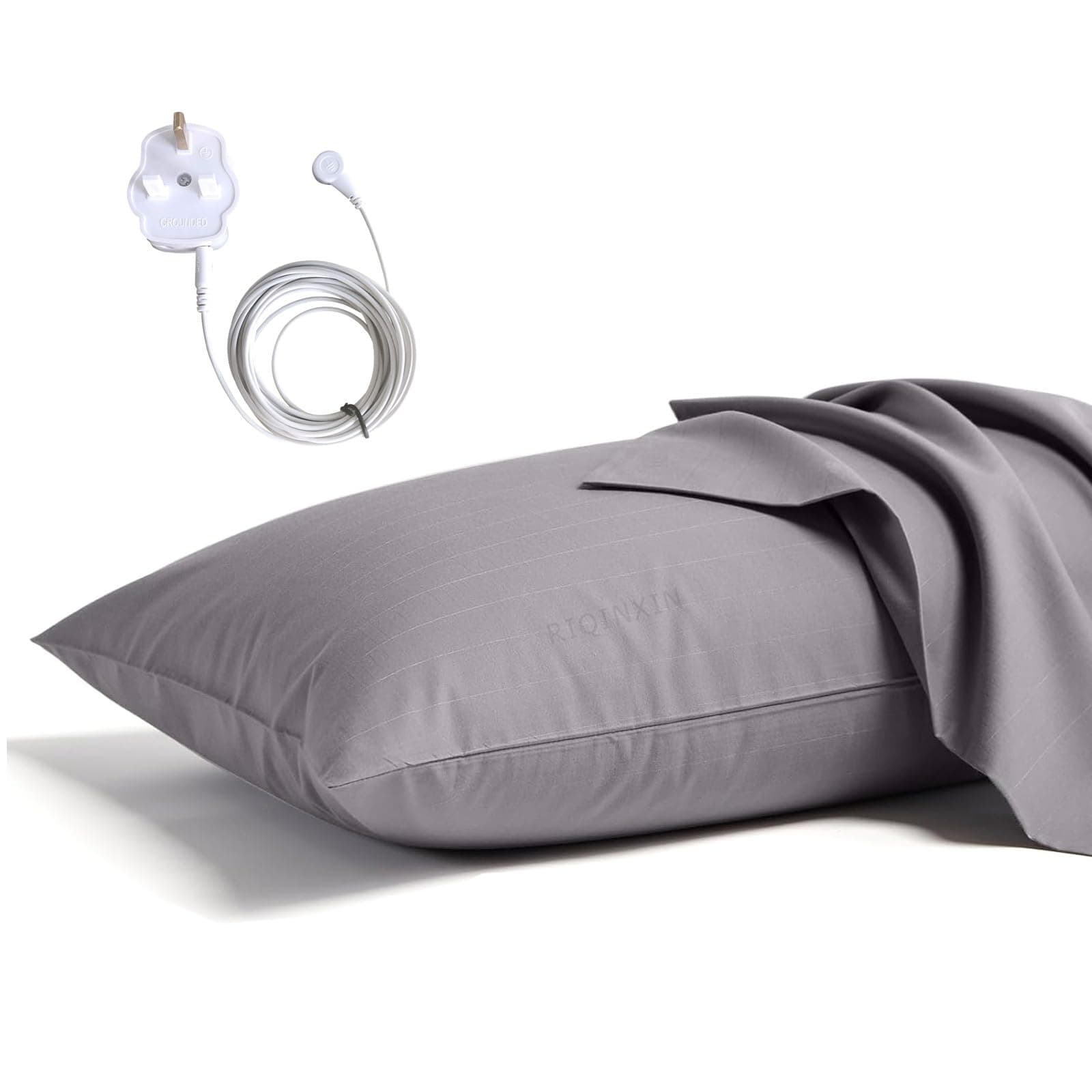RIQINXIN Grounding Pillowcase Conductive Bedding Pillowcase with Envelope Closure Wrinkle Fade Stain Resistant Pillow Cases Standard Size 50x75cm Grey