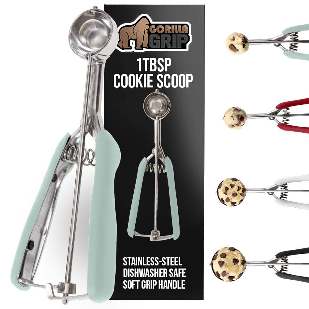 Premium Stainless Steel, Spring-Loaded Scoop for Fruit, Cookie and Ice Cream, Easy Squeeze and Clean Release, Comfortable Handle, Small, 1 TBSP Scooper Size 60, Uniform Portions, Mint