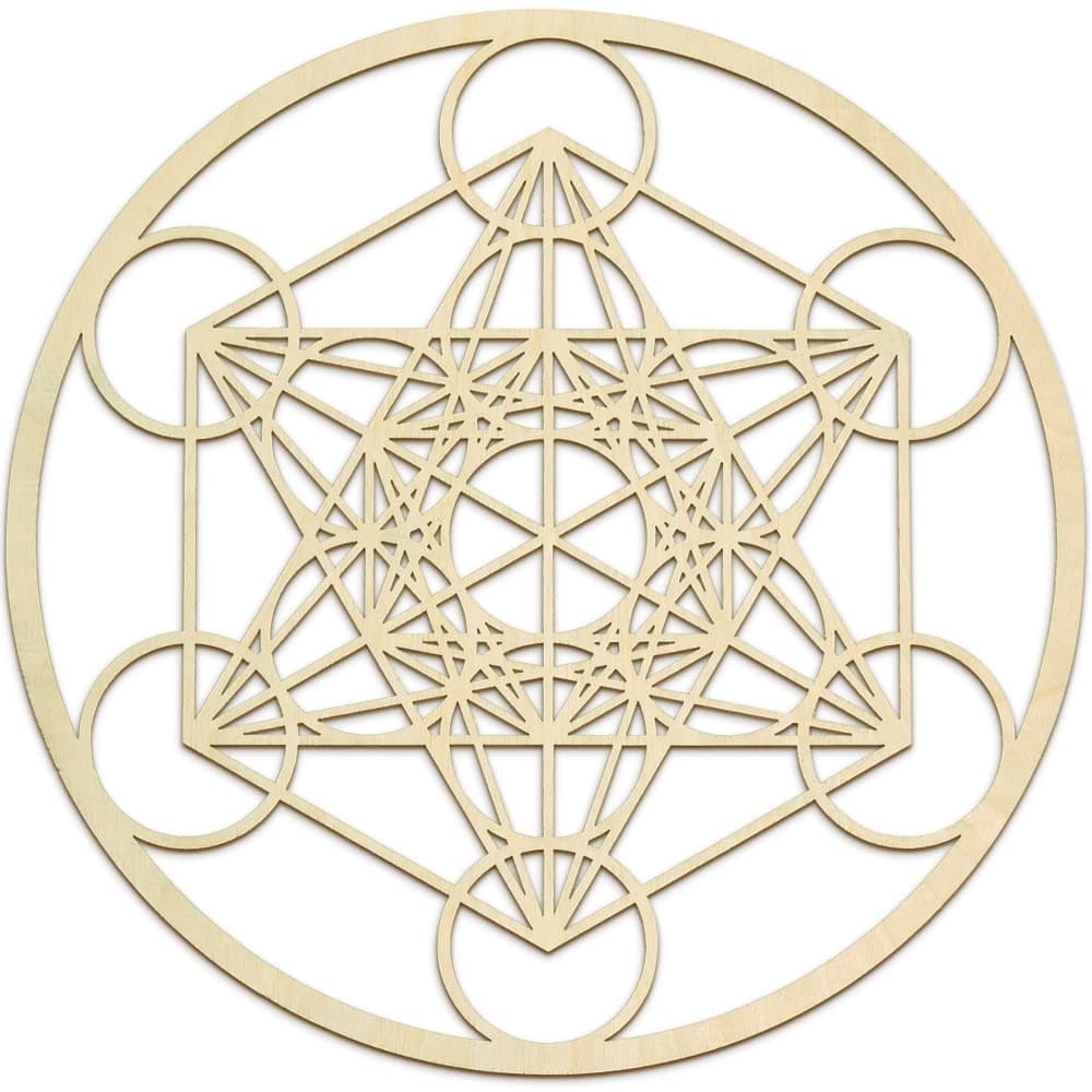 Fourth Level MFG 12" Metatron's Cube, Sacred Geometry Wood Wall Art, Zen Home Decor for Yoga and Meditation, Chakra Crystal Grid Board, Good Energy Spiritual Altar Decoration