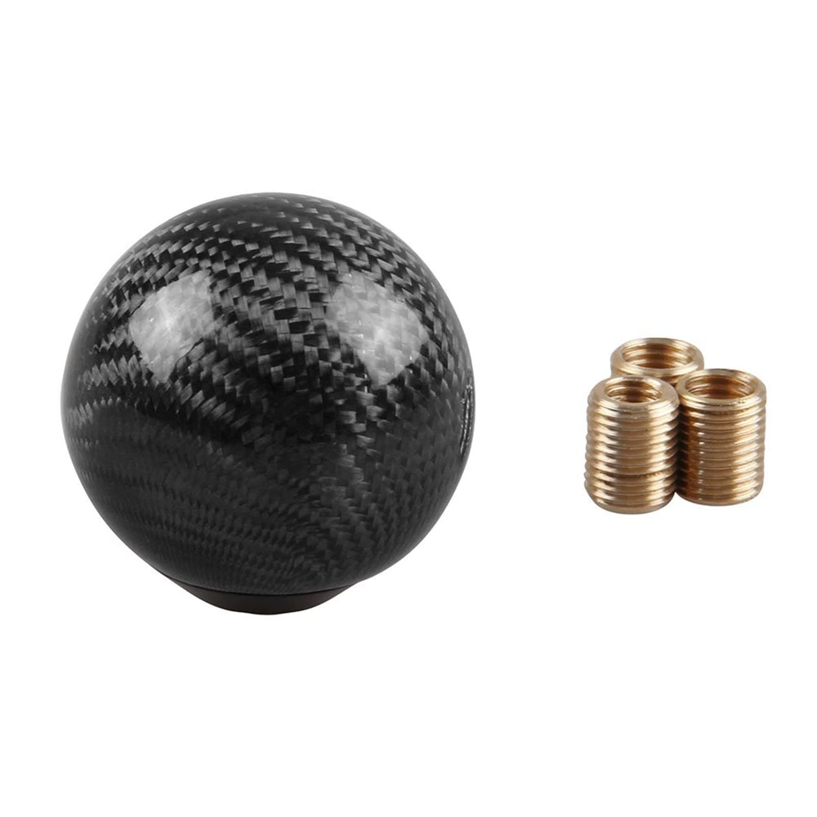RYANSTAR RACING Carbon Fiber Shift Knob Gear Shifter Knobs with 3 Adapters Round Ball Stick Shifter Level Black