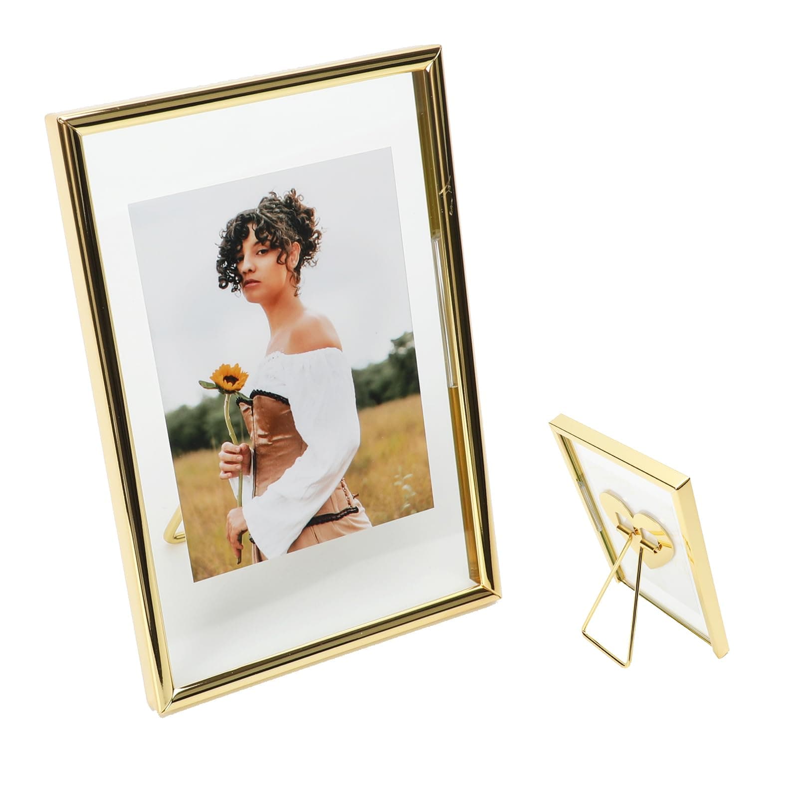 AhaGo Gold Floating Frame (4"x6",Vertical) with Romantic Heart, For Picture 3x5, 2x3,1x2, Tabletop Shelf Photo Frame, Classy Gift For Festival, Home or Wedding…