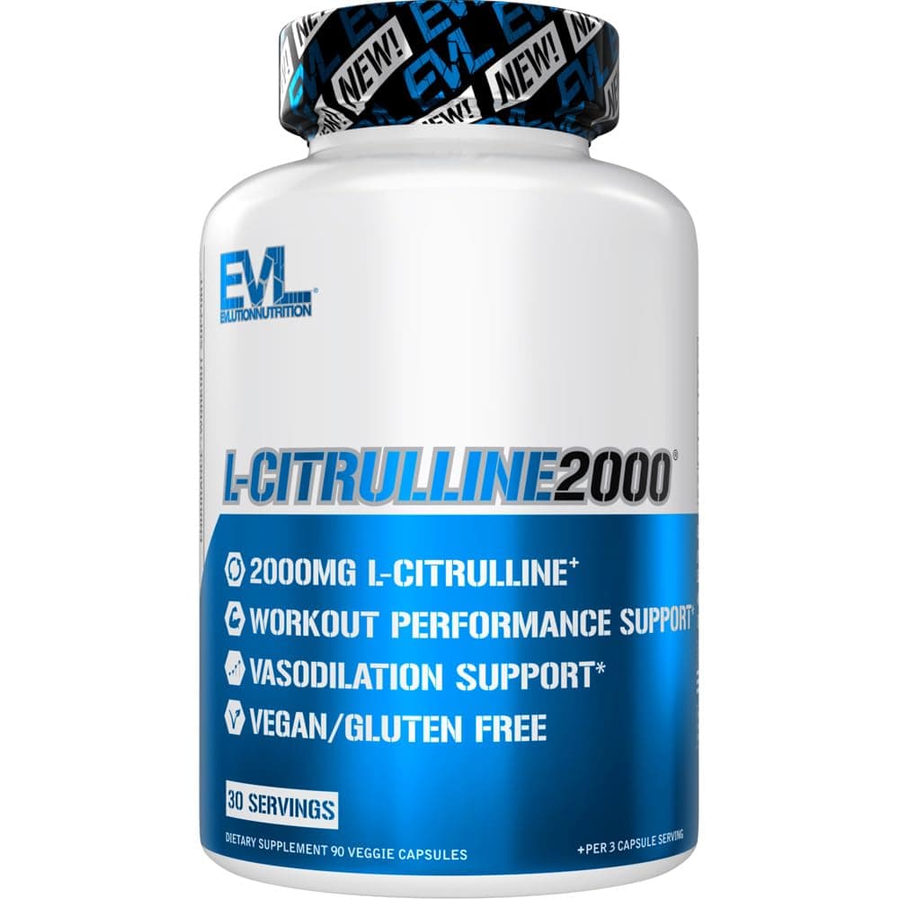 Evlution L-Citrulline2000 Nitric Oxide Supplement for Men Nutrition High Strength L Citrulline Capsules for Enhanced Muscle Strength Recovery and Intense Pumps - Plant Based Nitric Oxide Booster