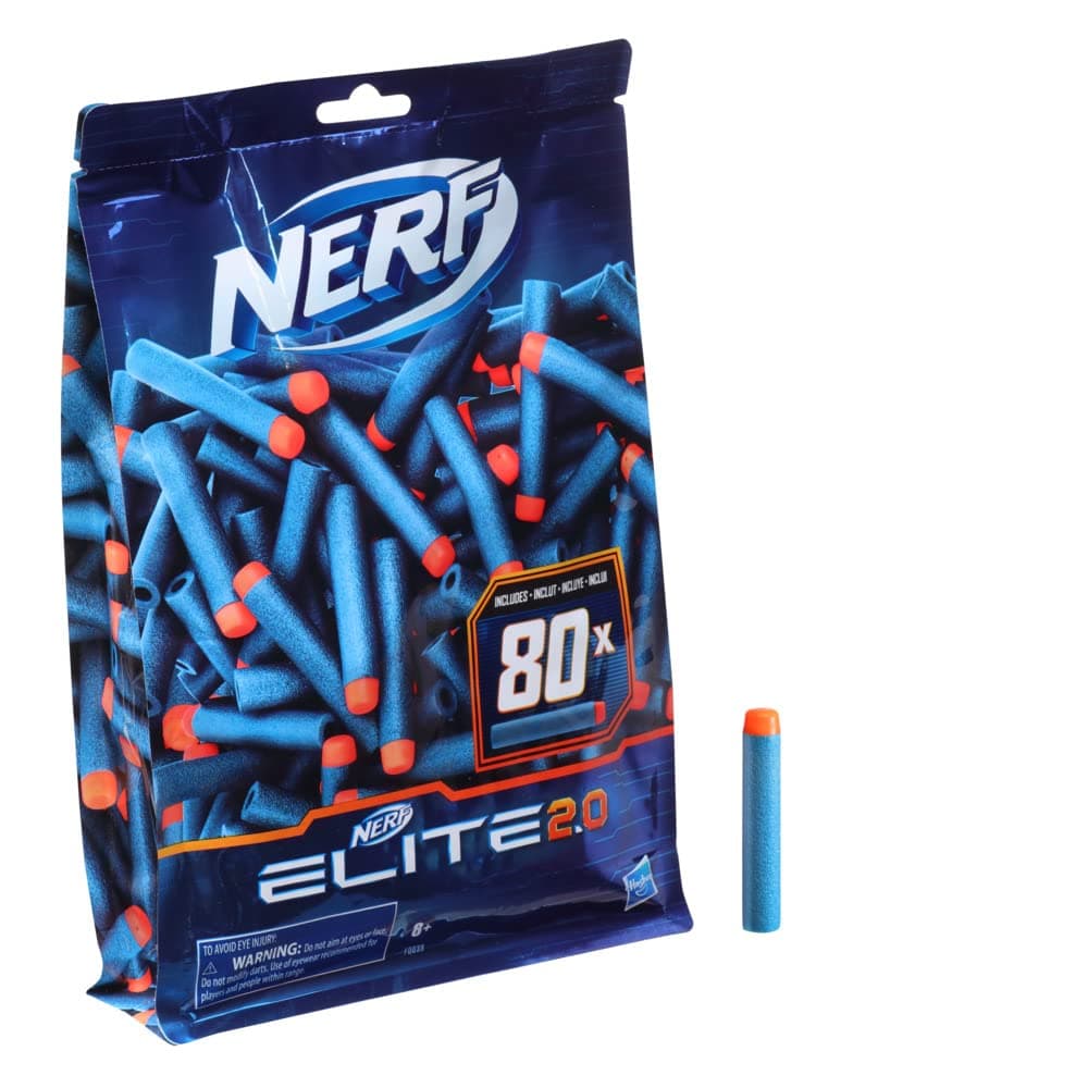 Elite 2.0 Dart Refill, 80 Nerf Elite Darts, Compatible with All Nerf Blasters That Use Elite Darts, Kids Outdoor Games
