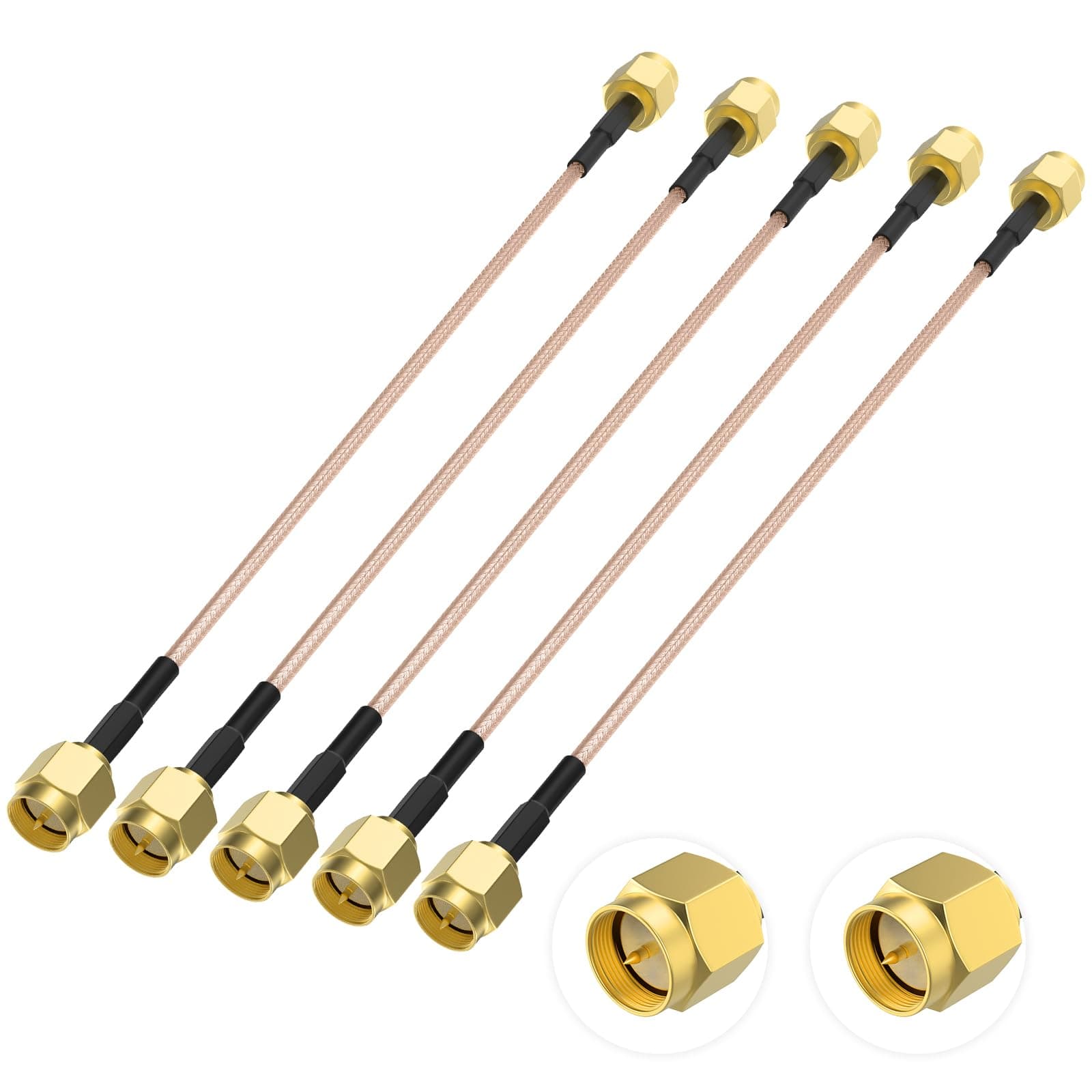 SDTC Tech 5pcs Coaxial Coax Cable Assembly SMA Male to SMA Male Antenna Extender Cable Adapter Jumper(6 inch/15cm)