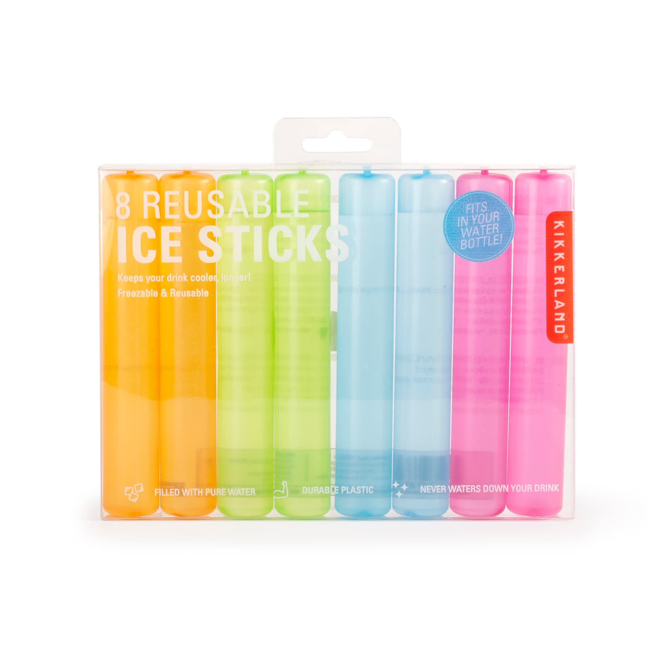 Colorful Reusable Plastic Ice Cubes, Washable Freezable Plastic Ice Cubes Sticks, Set of 8, Suitable for Drinks, Water Bottle, Whiskey & Wine