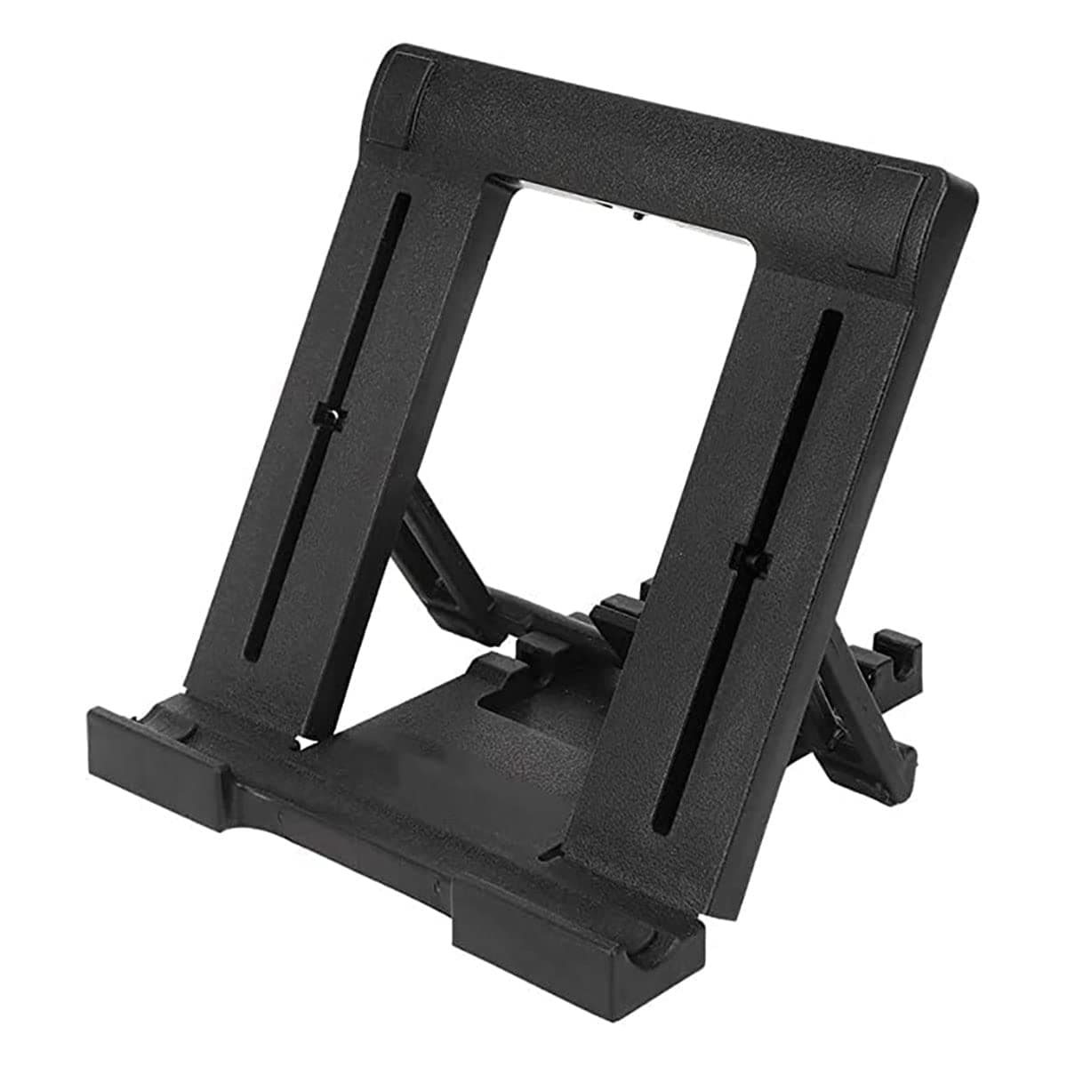 LIRAMARK Portable Tabletop Tablet Stand Mobile Holder, Desktop Stand, Cradle, Dock for iPad, Smartphone, Kindle, E-Reader, Fully Foldable, Adjustable Angle, Black