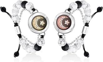 TOTWOO Long Distance Touch Bracelets for Couples, Smart Light up & Vibration for Love Couples Healing Stone Bracelet | Long Distance Relationship Gifts for Girlfriend Bluetooth Pairing Jewelry, One