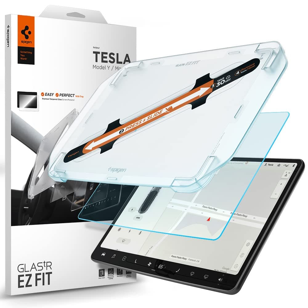 Spigen Glas.tR EZ Fit Anti-Glare Matte Tempered Glass Screen Protector for Tesla Model 3 (2023-2017), Tesla Model Y (2024-2020) 15 inch - 1 Pack