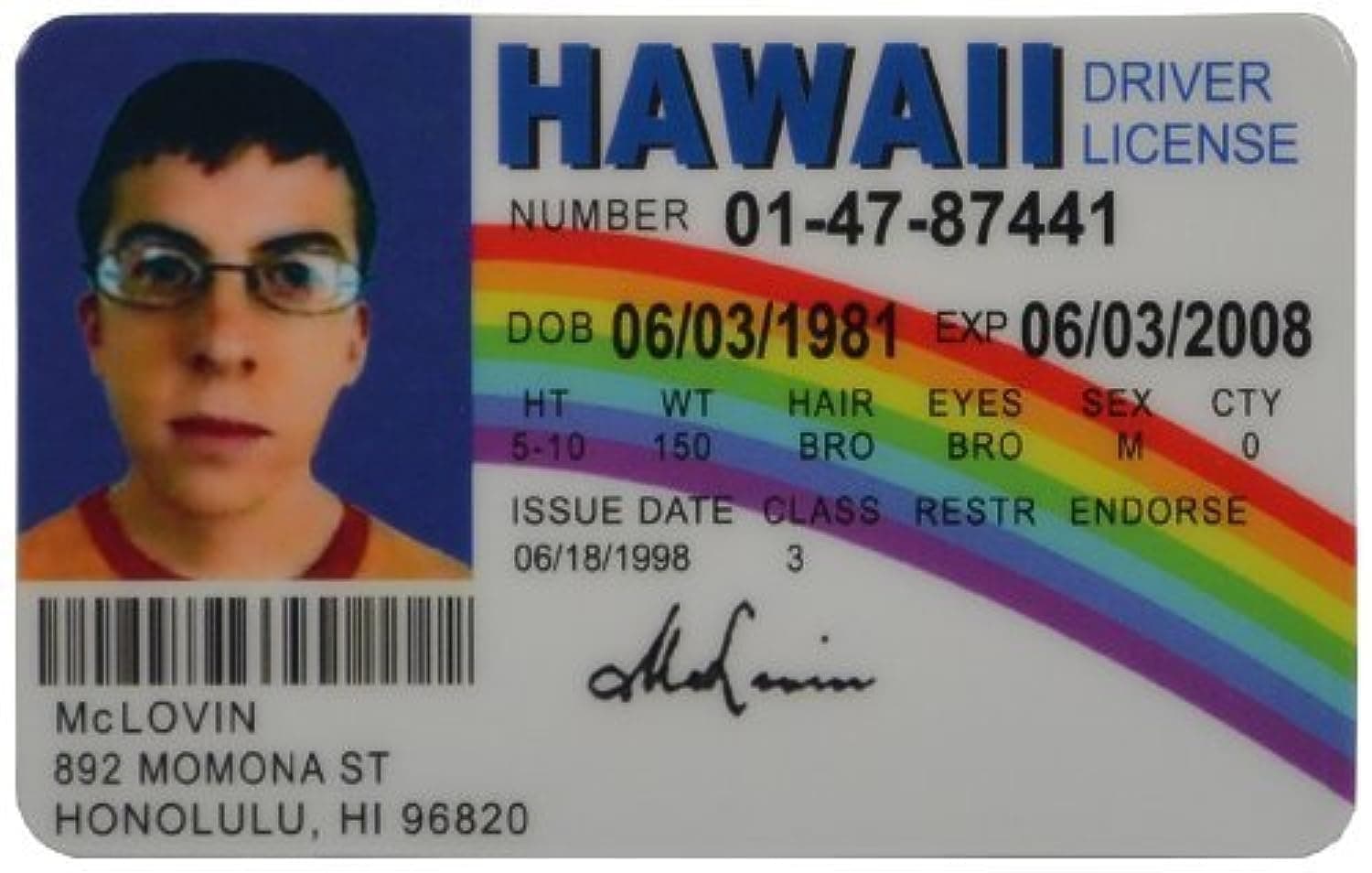 McLovin Fun Plastic Fake ID License Model: Car/Vehicle Accessories/Parts