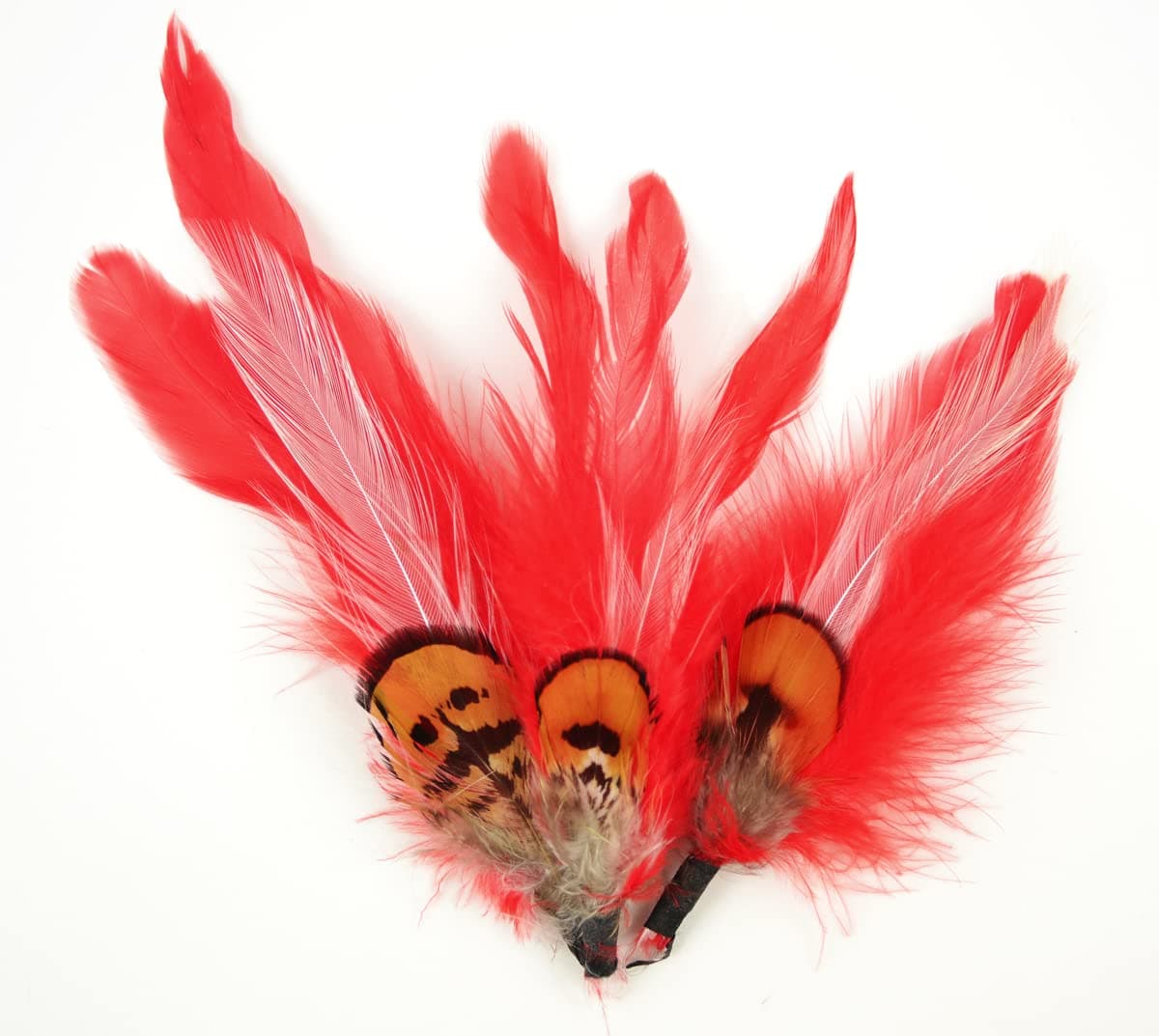 Touch of Nature Natural Feather Pick w/Nylon Loop 4.5" Red, White, Gold 3pc