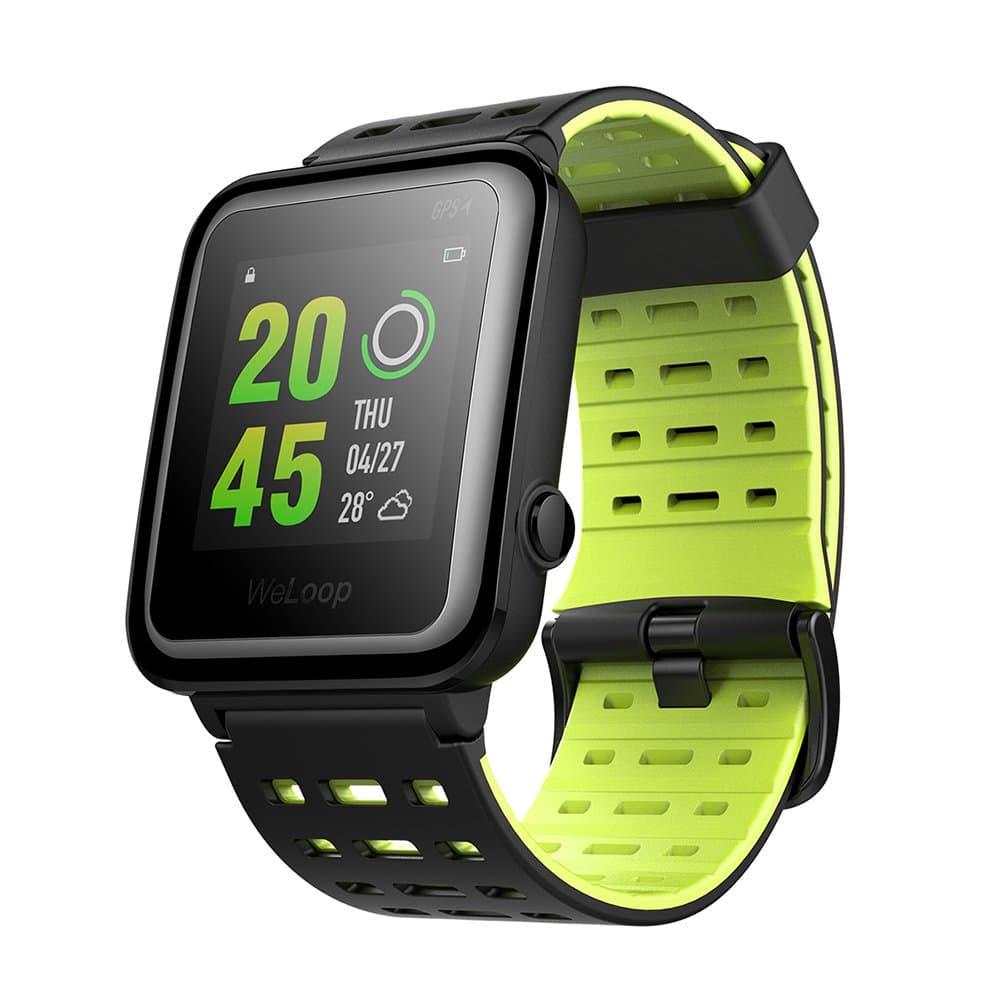 Weloop Hey 3s Sport Bluetooth Smart Watch with Silicone Strap Touch Screen Heart Rate GPS Tracker Pedometer Run Swimming Sleep Monitor Fitness Outdoor Sport Waterproof Smartwatch for Android IOS (Green)