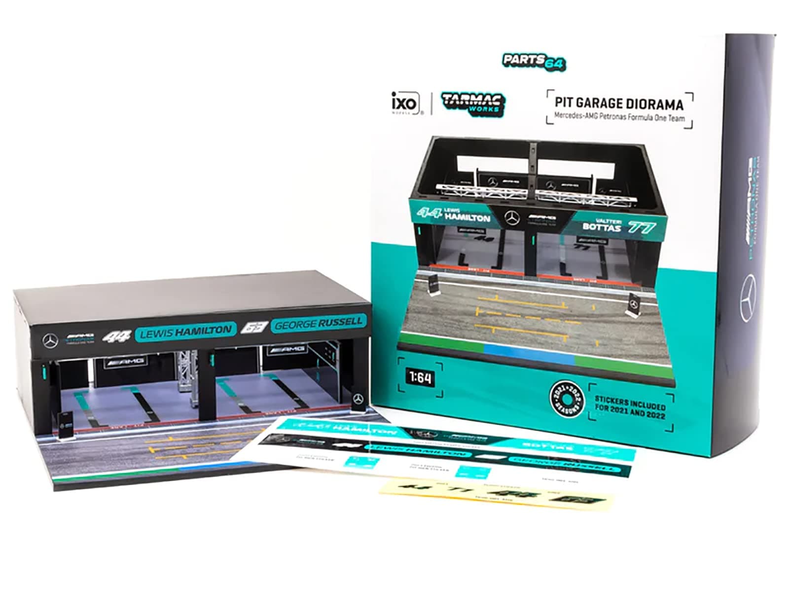 Pit Garage Diorama AMG Petronas Formula One Team Display for 1/64 Model Cars by Tarmac Works T64D-001-AMG