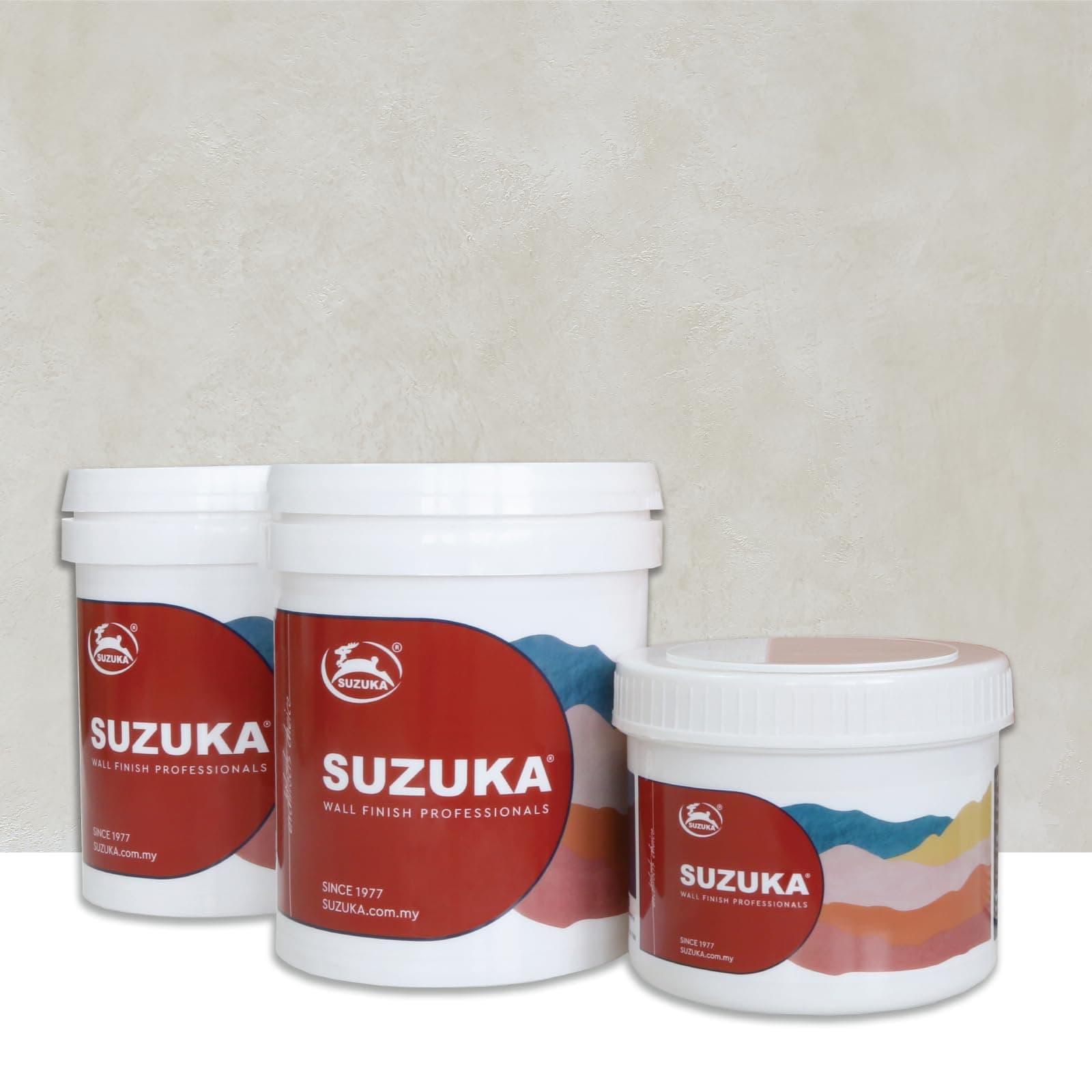SUZUKA Strato Texture Limewash Effect Matte Wall Paint SCT-310 - Lime Wash Plaster, Venetian Interior Paint - Primer and Wax Top Coat included - Misty Grey