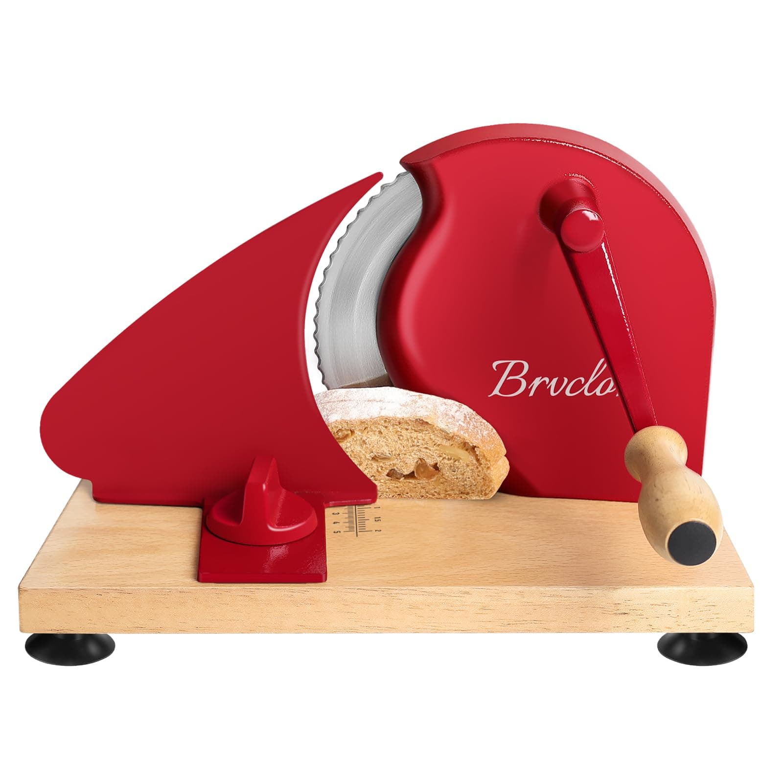 Manual Bread Slicer for Homemade Sourdough Bread, Adjustable Thickness&Evenly Slicing, Hand Crank Bread Slicer with Scale Line and Suction Cup, Serrated Blade Design, Patent