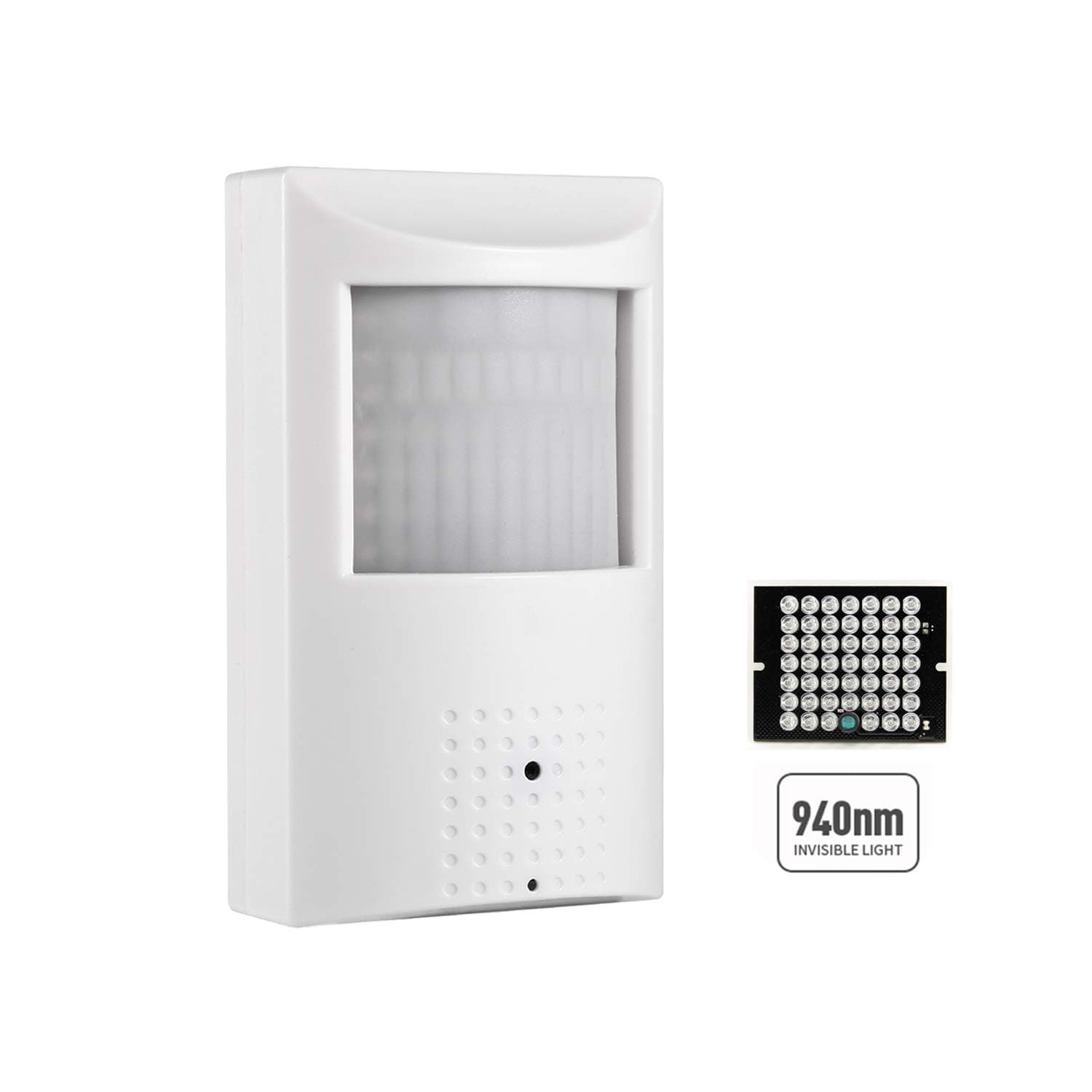 HD 3MP PIR POE IP Camera with Microphone, Indoor Audio Security Covert Camera 940nm Invisible Night Vision P2P H.265 (IPIR-P-Audio White)