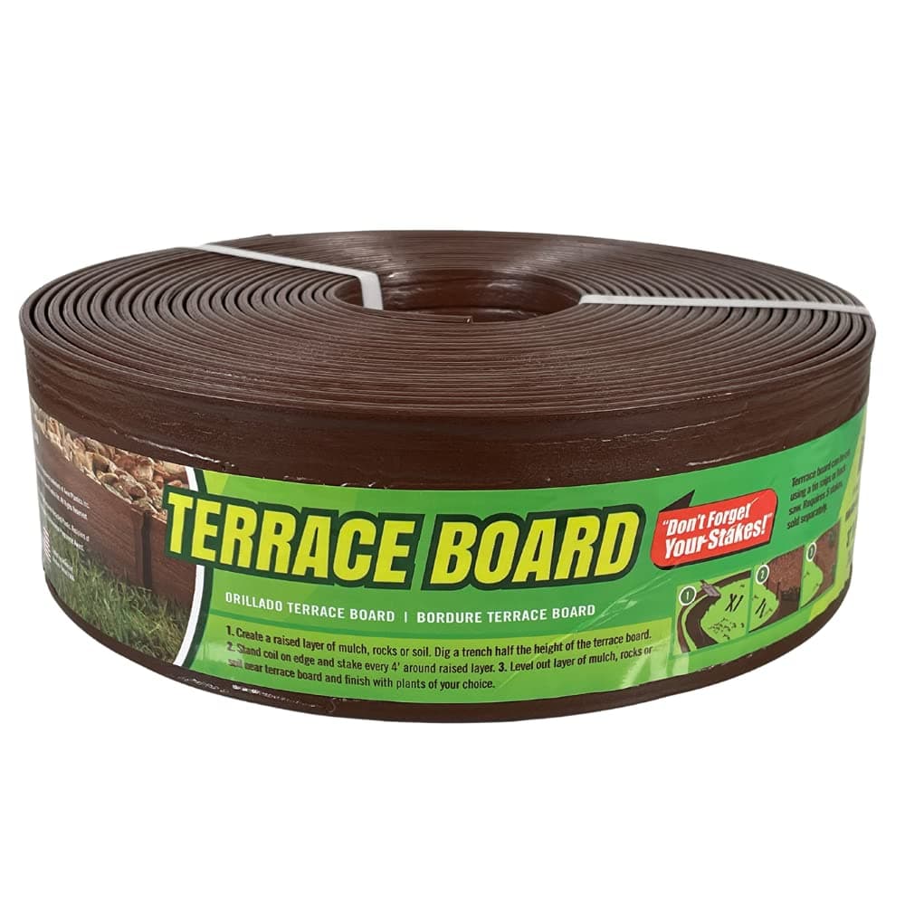 Master Mark Plastics 93340 Terrace Board Landscape Edging Coil 3 Inch by 40 Foot, Brown