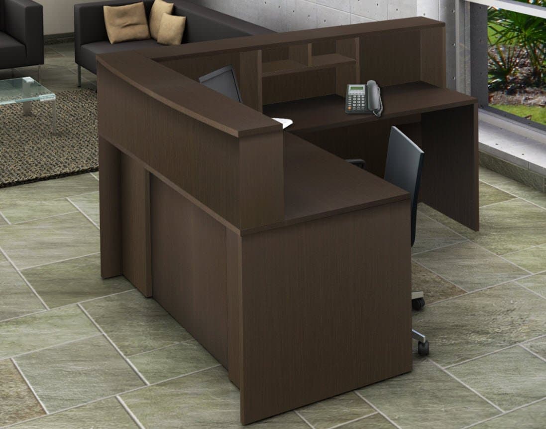 4 Piece Reception Desk Center Model Complete Group, Espresso