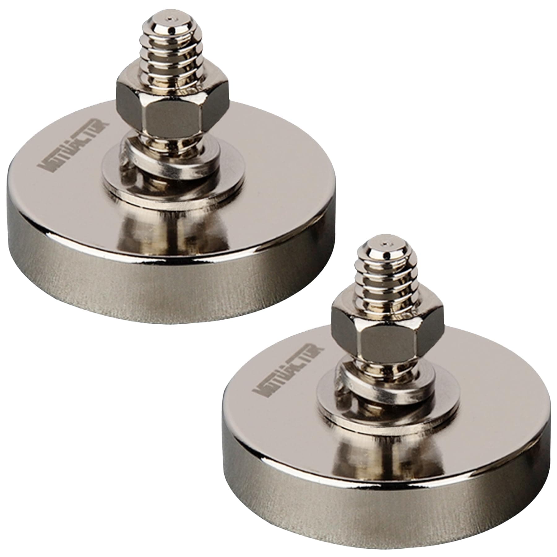 MUTUACTOR 2PCS Super Powerful Neodymium Cup Magnet with 1/4''-20 Male Threaded Stud,Φ1.26 115lb Vertical Pull-Force Non-Shattering Magnet Base with Nut and Washer for Lighting, Camera and DIY Bracket