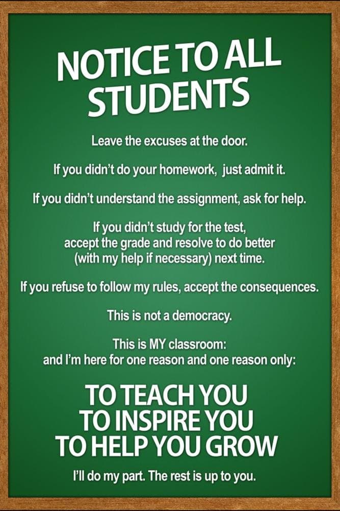 Notice to all Students Classroom Rules Poster - 24x36 custom fit with RichAndFramous Black 24 inch Poster Hangers