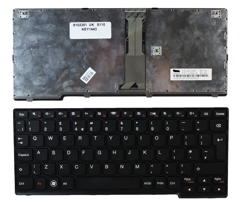 IBM Lenovo IdeaPad S110 Black Frame Black UK Replacement Laptop Keyboard