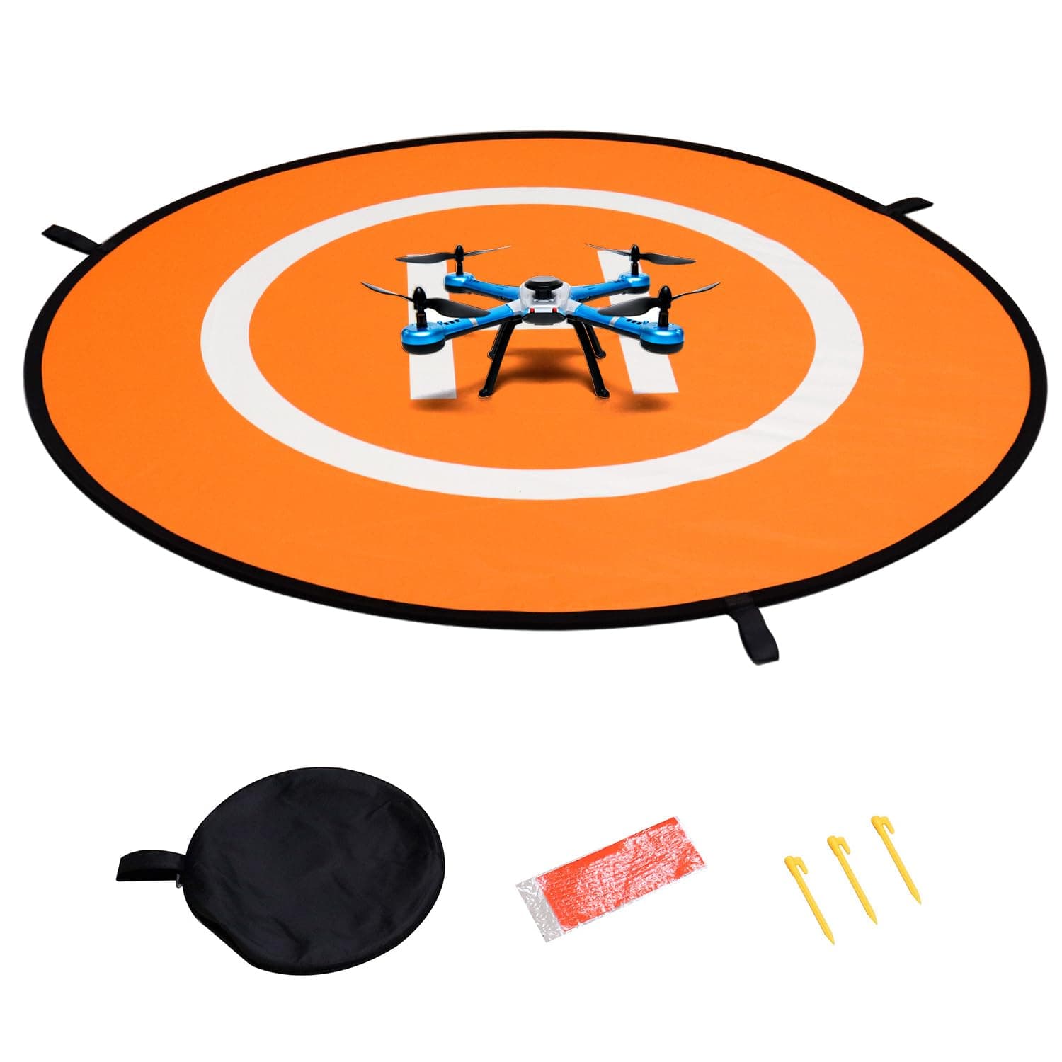 QWORK Drones Landing Pad, Foldable Landing Pads 110cm/43", Universal Waterproof Double Sided Helicopter Landing Mat for Antel Robotic, PVB Drones, RC Drones Helicopter