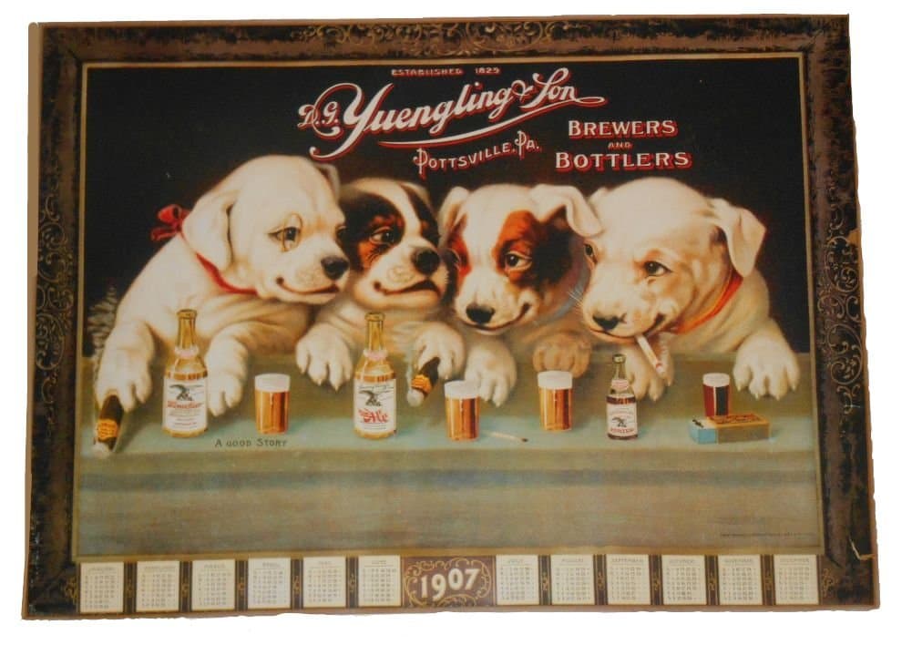 Yuengling Drinking Dogs 20 X 27 Poster 1907