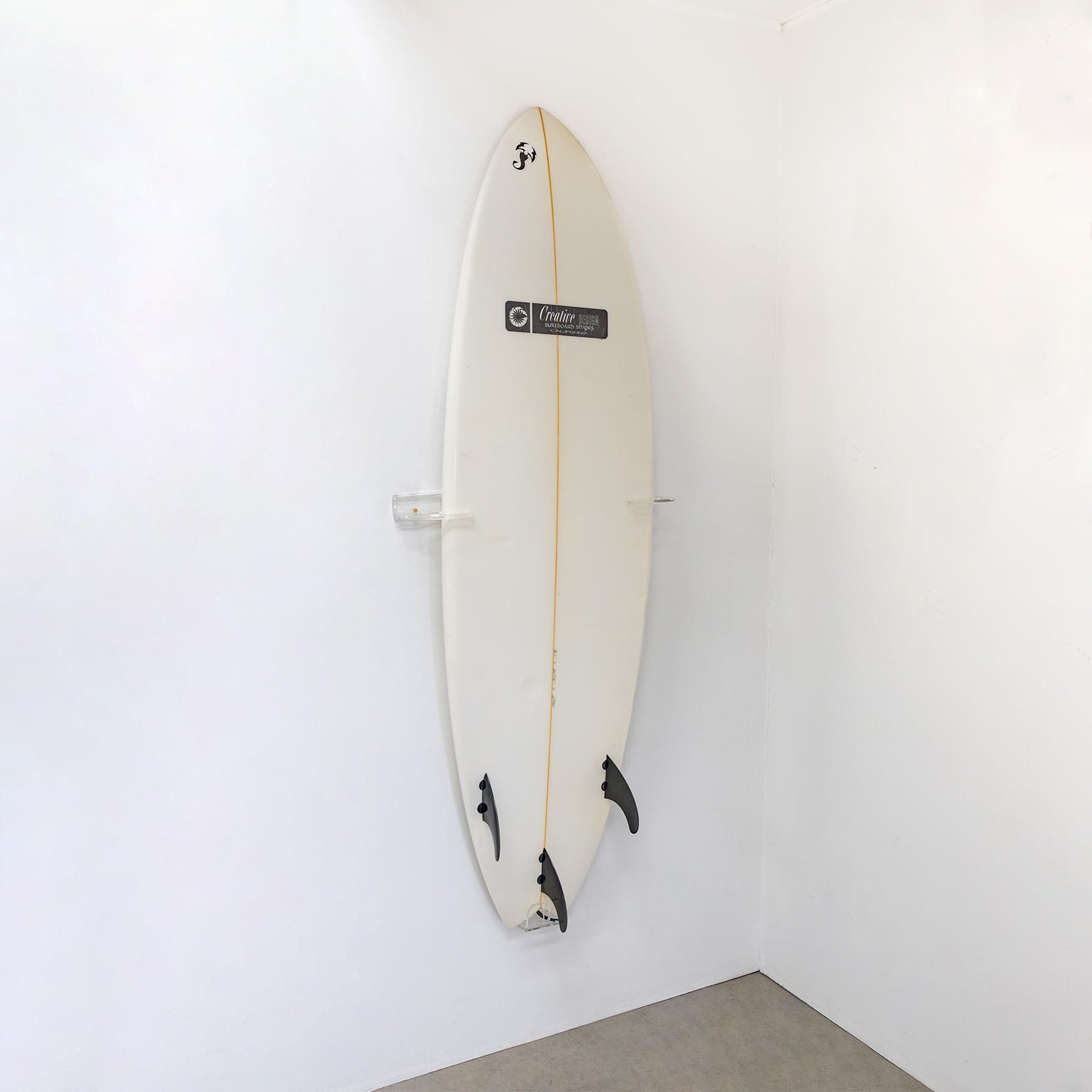 Floating Surfboard Wall Mount, Clear Acrylic Surf Board Display, Indoor Surfboard Wall Decor, Vertical Surfboard Rack for Shortboards, Fish Boards, and Funboards, Holds 50 lbs, 07110