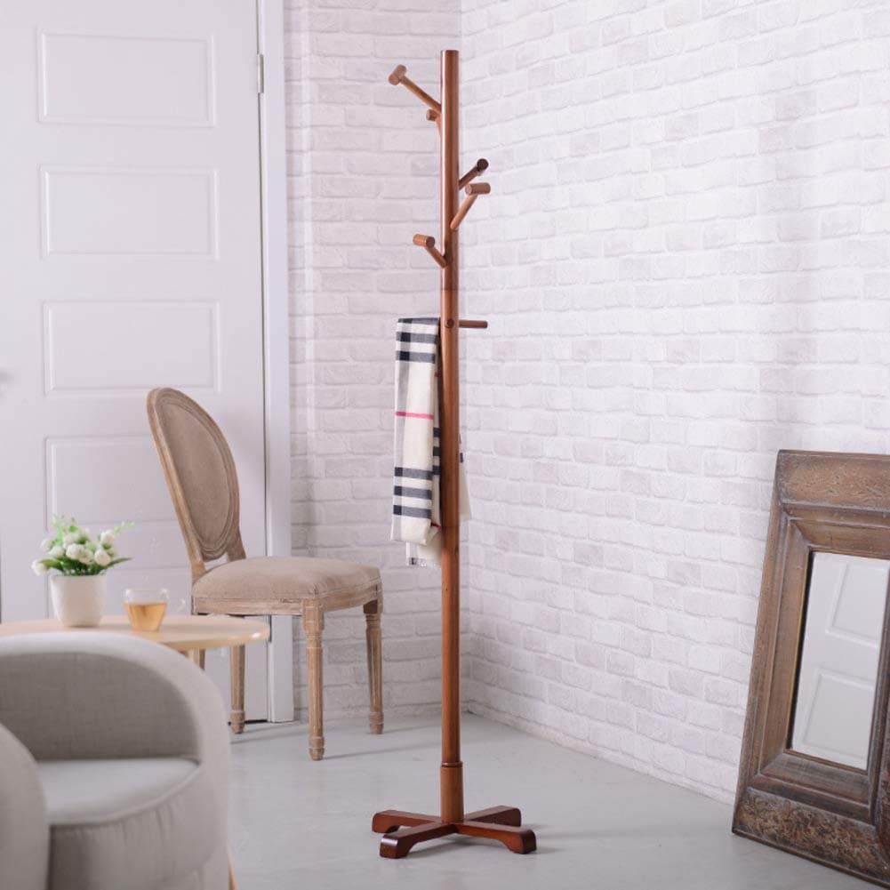 Wooden Coat Rack Solid Wood Free Standing Standing Coat Rack Tree-Shaped Has Coat Stand Has Hanger Holder for Clothes, Has, Bag-A 45x45x175cm