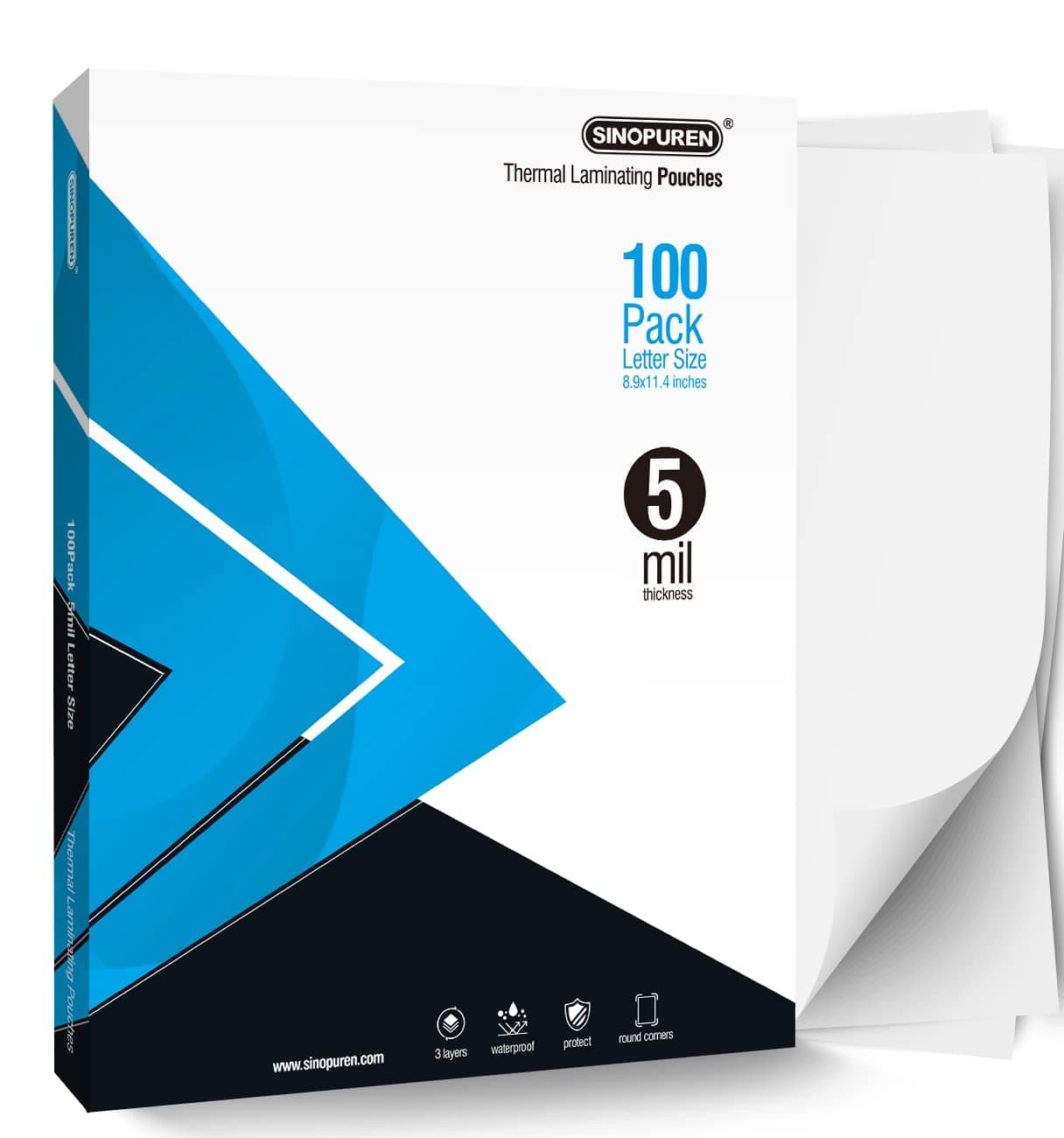 Thermal Laminating Pouches for Laminator, 5Mil Thickness, Letter Size Sheet 8.9×11.4inches, 100-pack, Clear