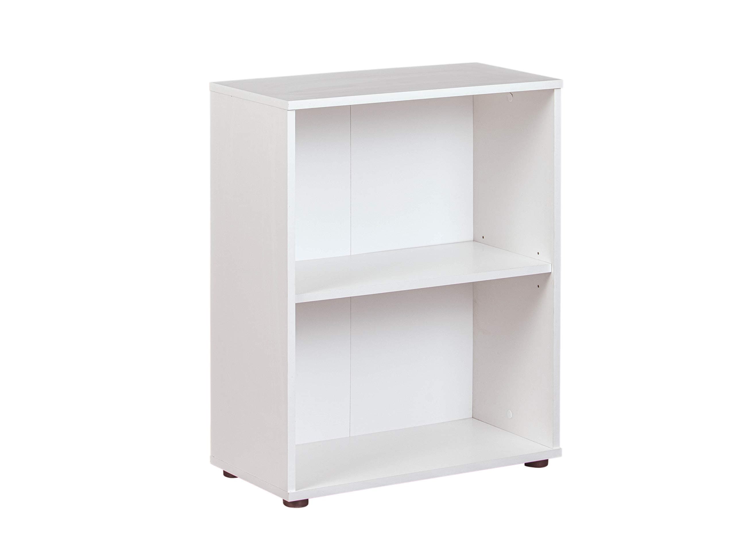 Inter Link - Arco Bookcase 2 Compartments Height Adjustable Shelves Wooden Shelf Living Room Study Office Arco 1 Dimensions in cm D: 30 x W 60 x H 75 Colour White