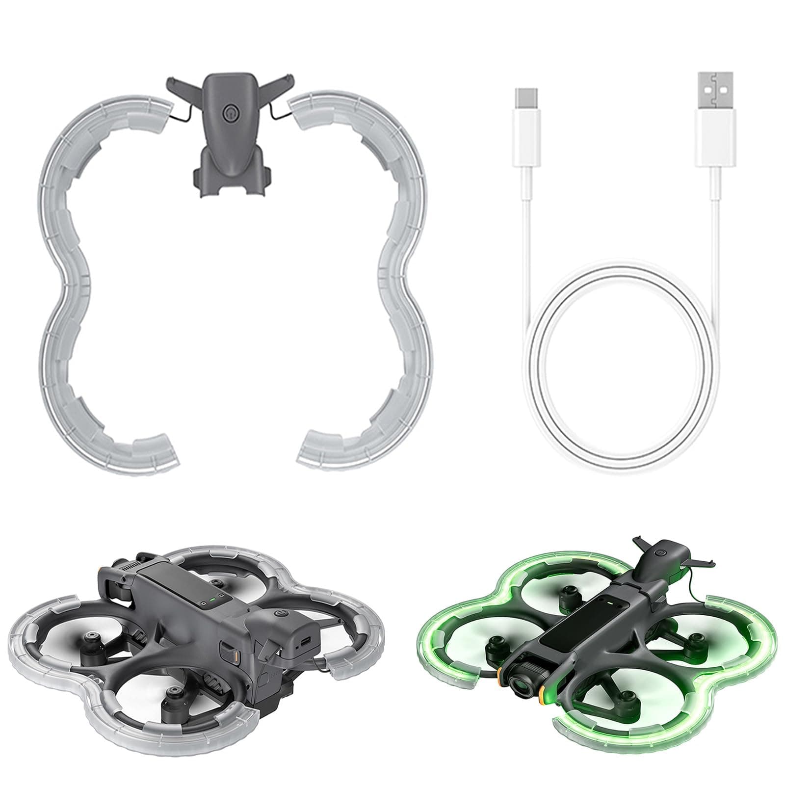 Drone Propeller Guard Bumper Ring for DJI Avata 2, Anti-collision TPU Illuminated Bumper Bar Protection Guard With LED Light Compatible for DJI Avata 2 Drone Accessories