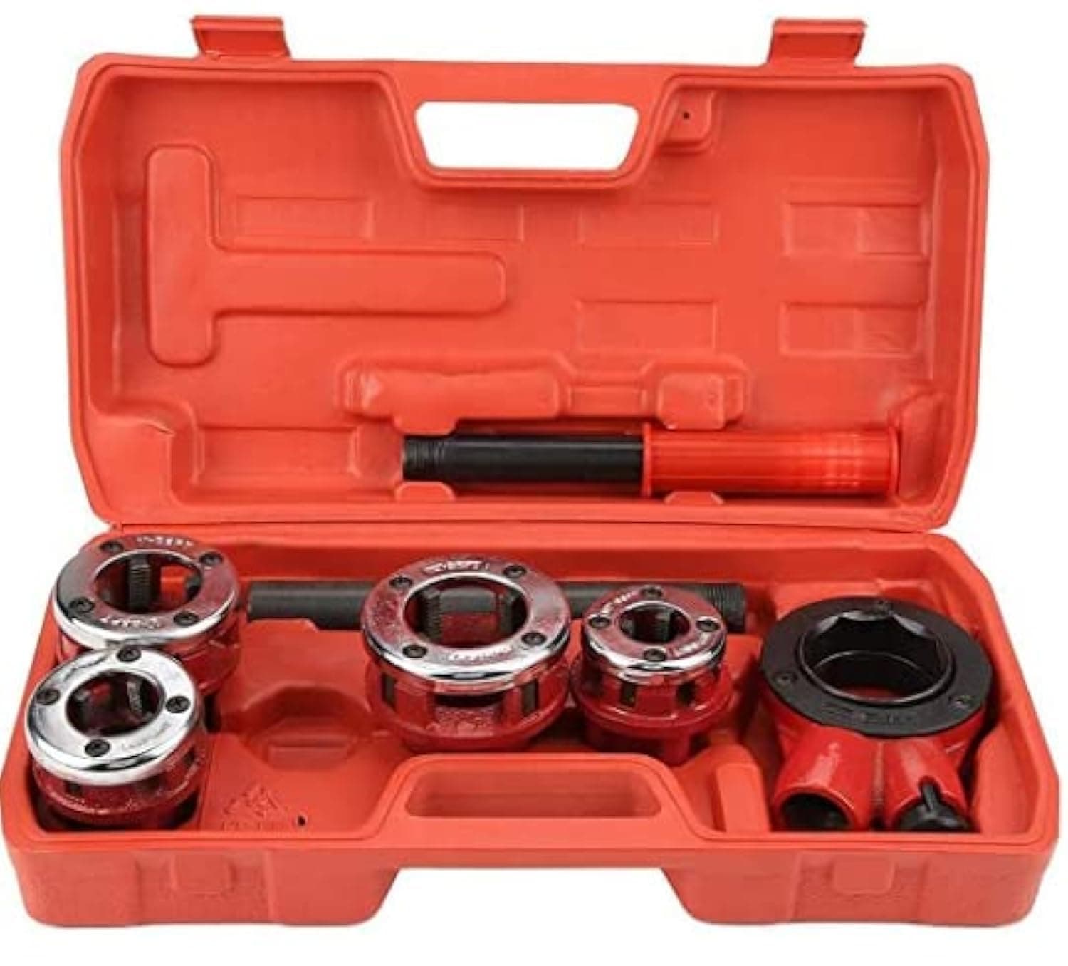 AQSON Pipe Threader, Ratchet Silk Sleeve Machine Die Manual Plumber Pipe Threading Kit 1/2"3/4" 1"1-1/4" Threader Tool(62B type four head)